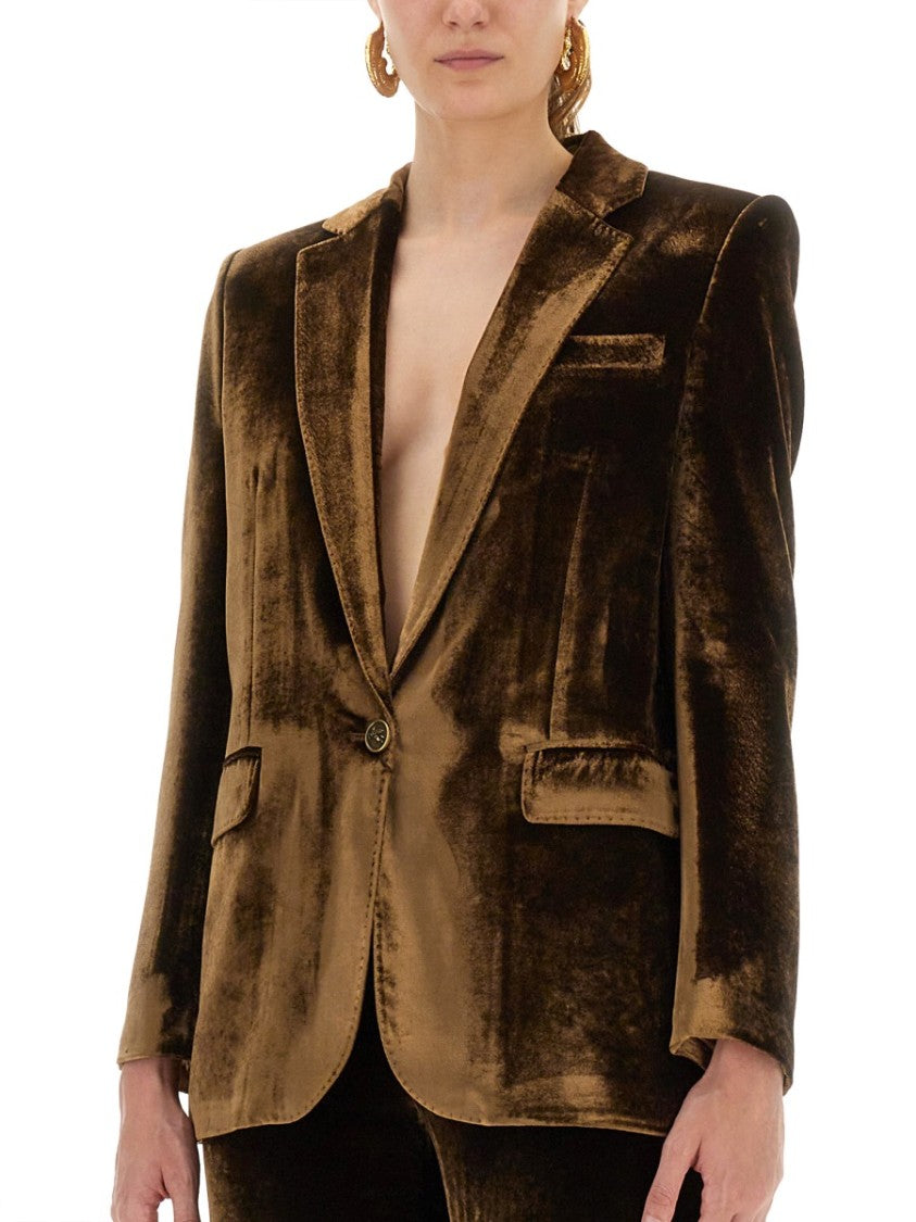 Etro Tailored Velvet Jacket With Deep V-Neckline