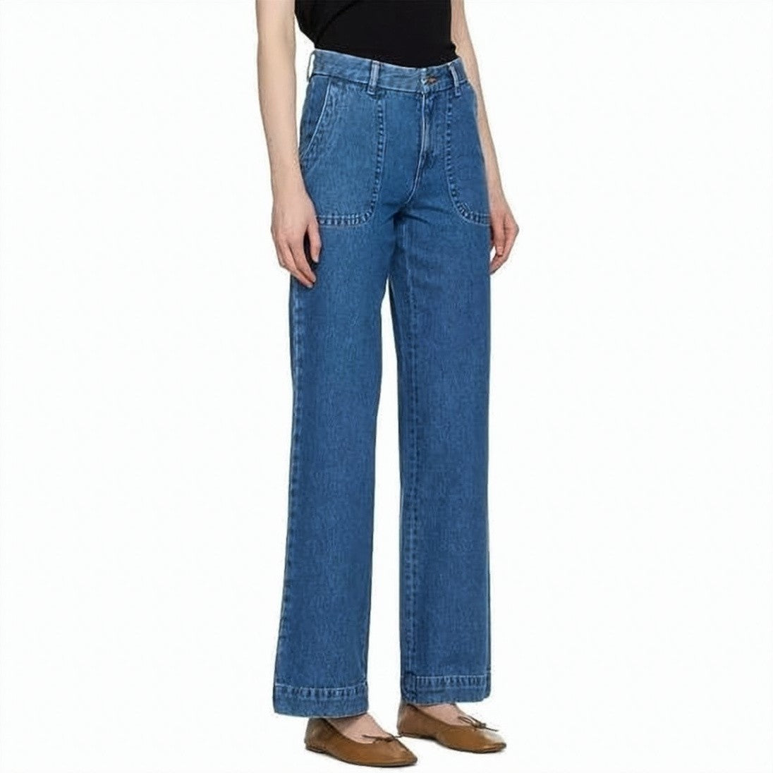 A.P.C. High-Waisted Denim Pants With Straight Silhouette And Patch Pockets