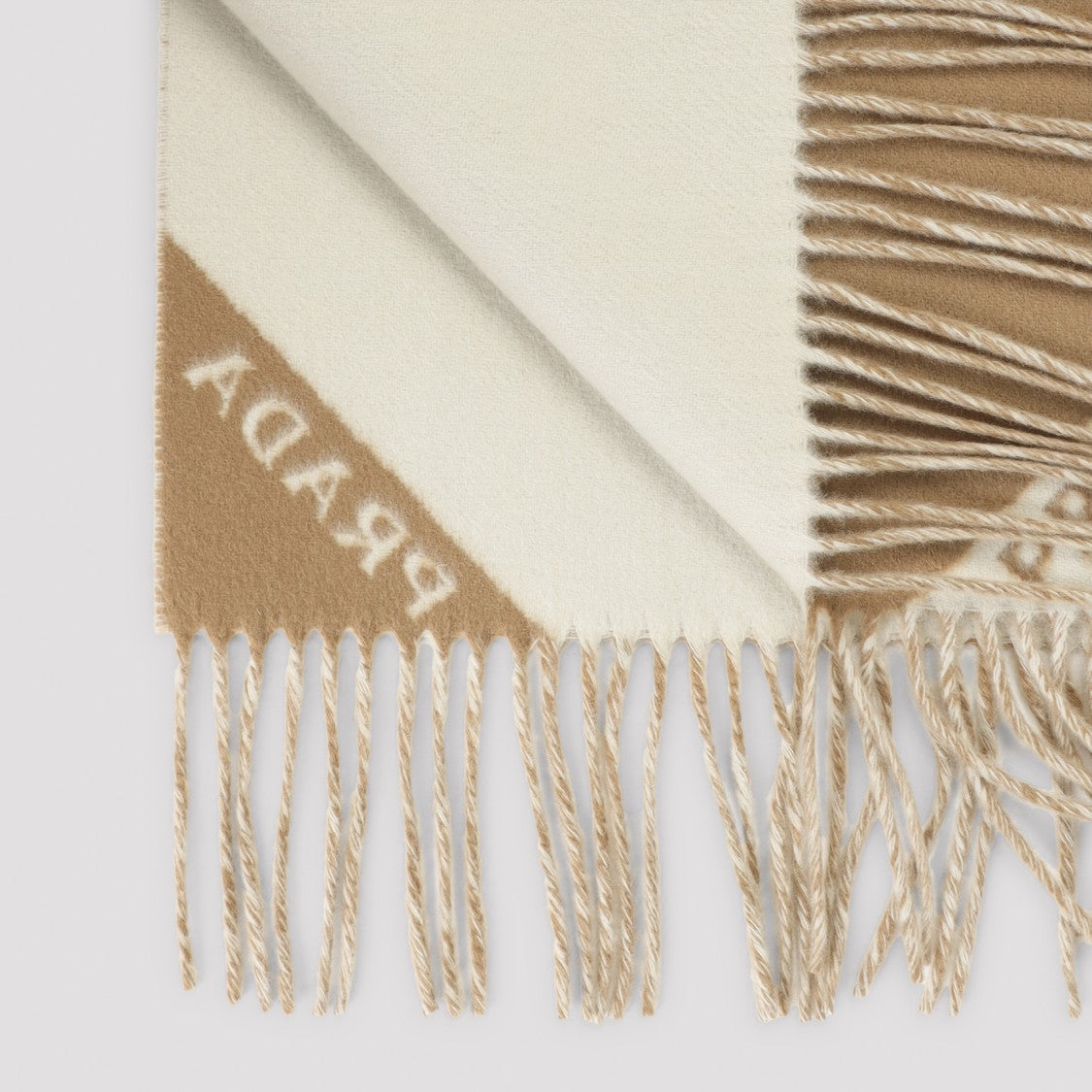 Prada Reversible Cashmere Scarf With Fringed Edges