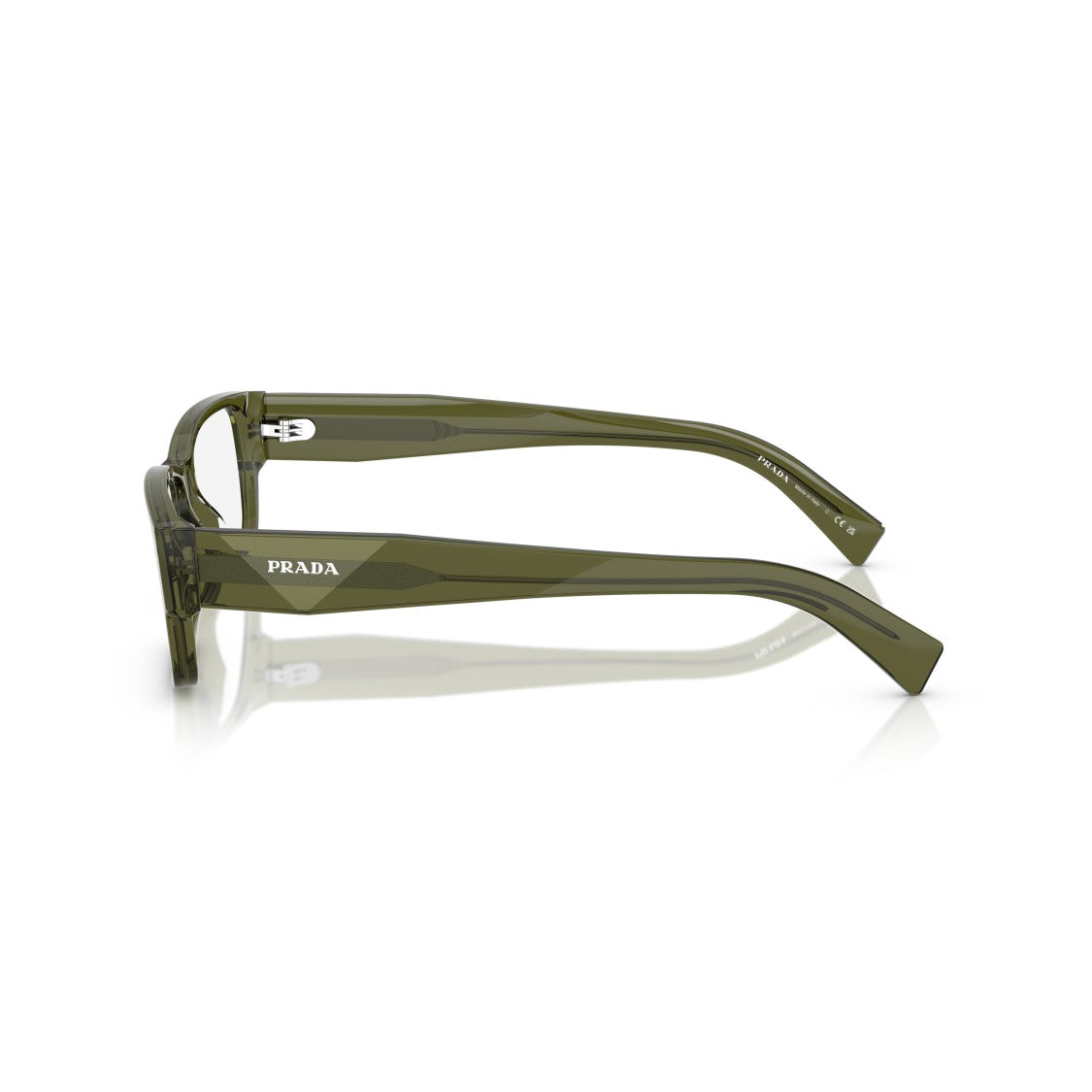 Prada 0Pr B09v Translucent Olive Green Acetate Rectangular Eyeglasses