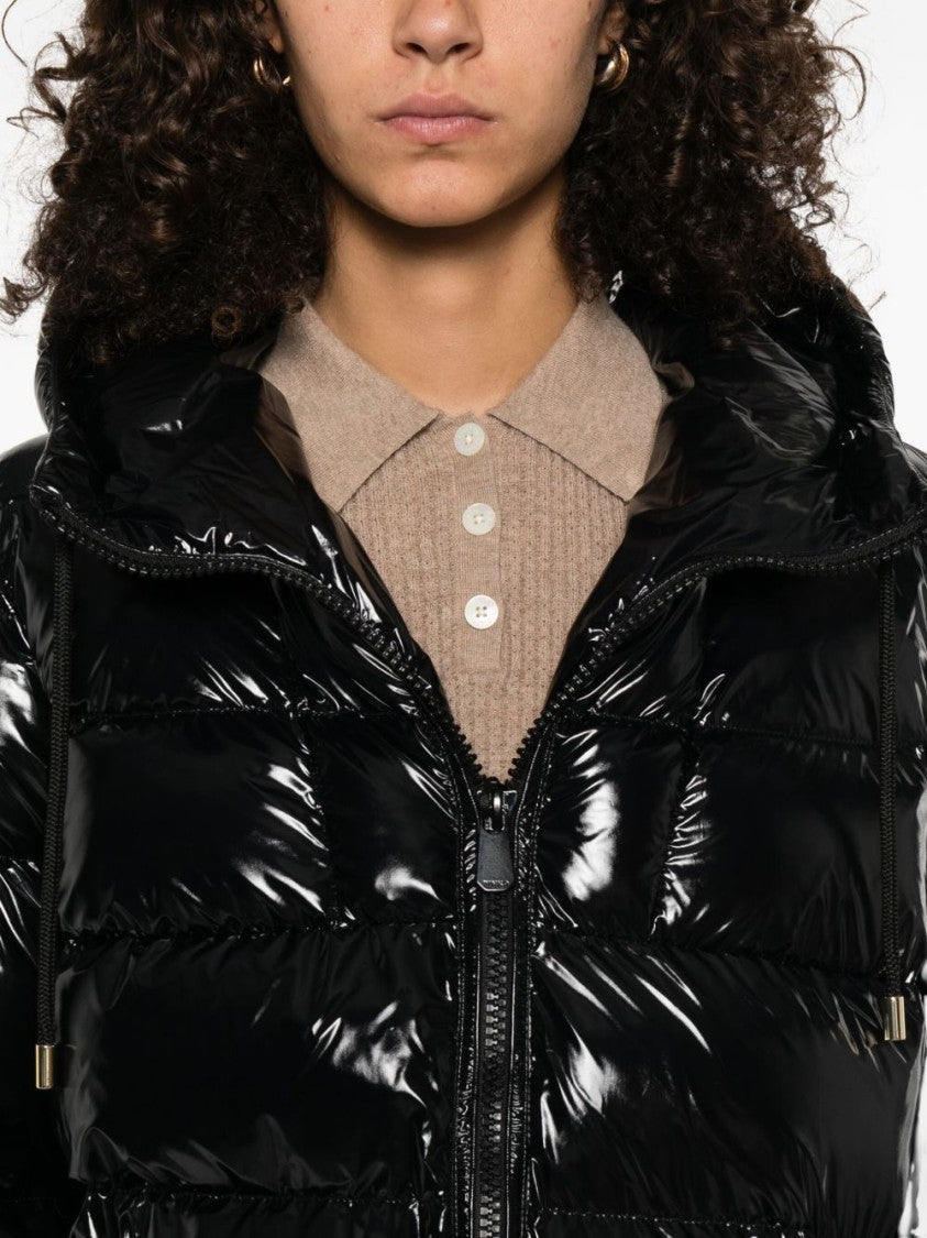 Pinko Glossy Puffy Coat With Hood And Relaxed Fit
