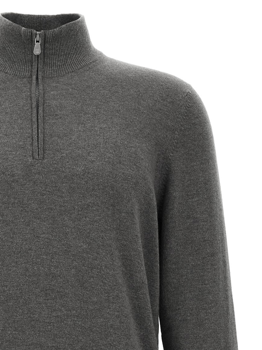 Brunello Cucinelli High Neck Cashmere Sweater With Half-Zip