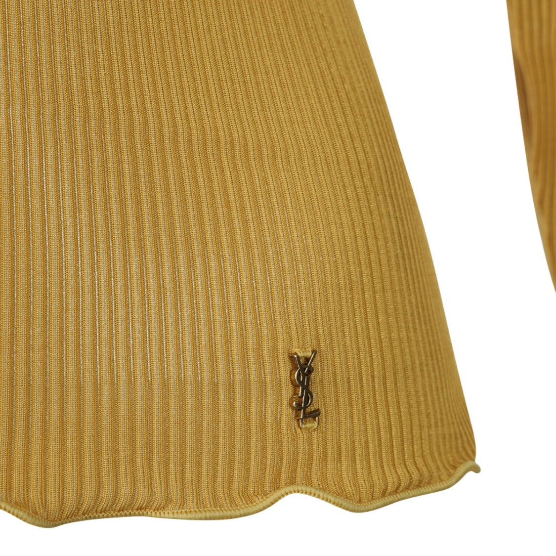 Saint Laurent Saffron Yellow Ribbed Silk Top