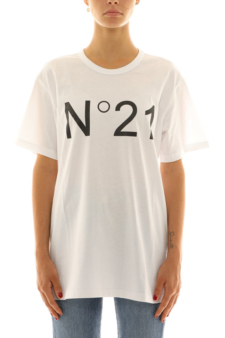 N°21 Boxy White Cotton Jersey T-Shirt