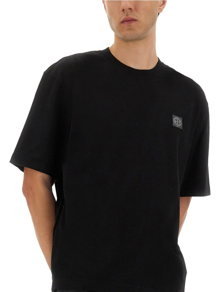 Stone Island Organic Cotton T-Shirt With Minimalist Logo Patch