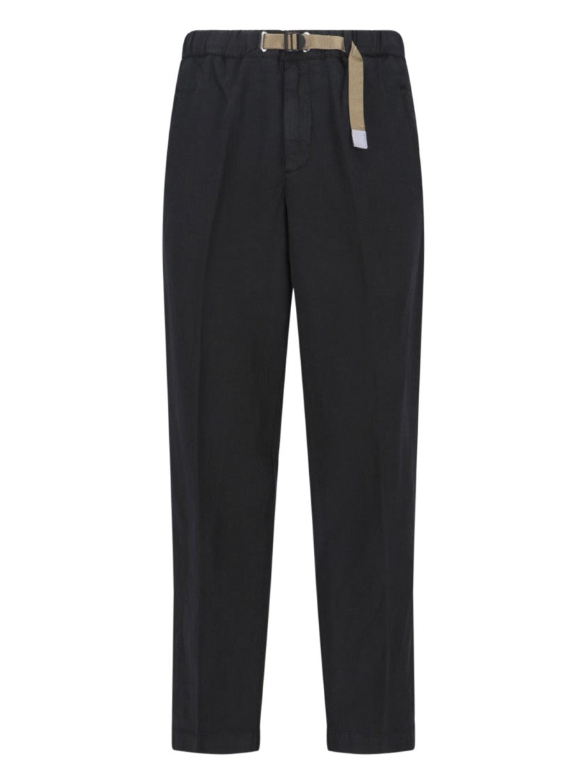 White Sand Mid-Rise Straight-Leg Pants With Adjustable Waist