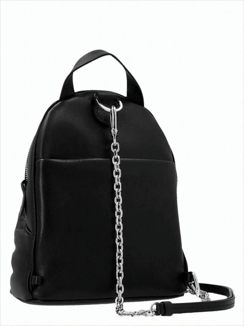 Maison Margiela Compact Napa Leather Backpack With Silver Chain Detail