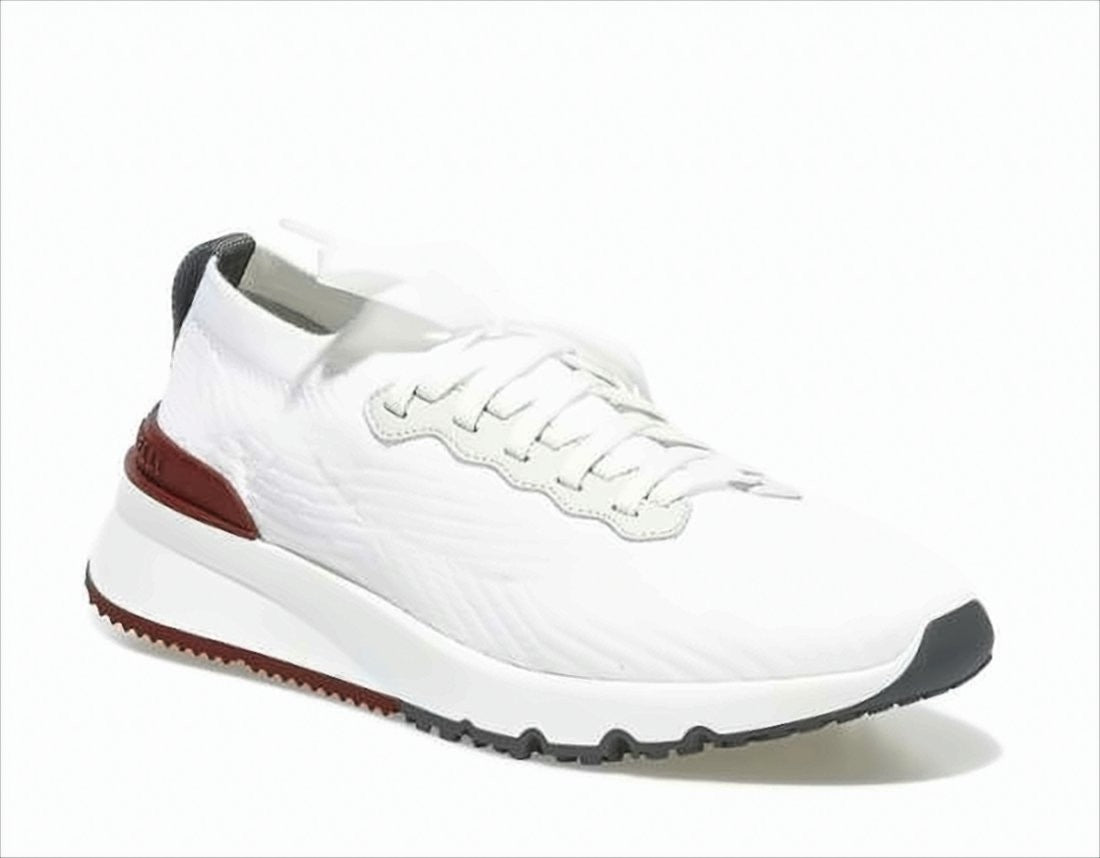 Brunello Cucinelli White Knitted Sneakers With Streamlined Silhouette
