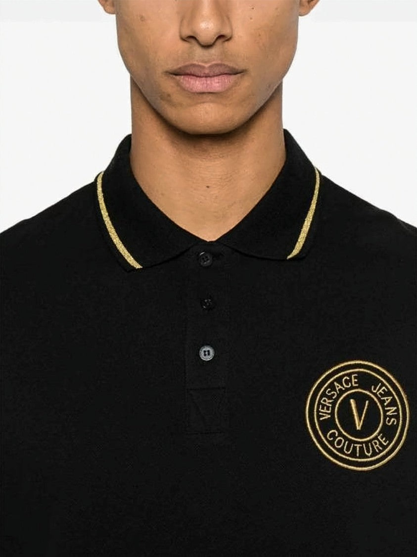 Versace Versace V Emblem Embroidered Polo Shirt