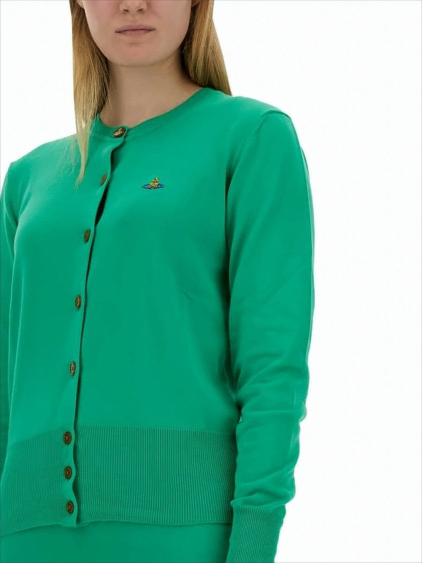 Vivienne Westwood Button-Down Green Cardigan With Ribbed Details