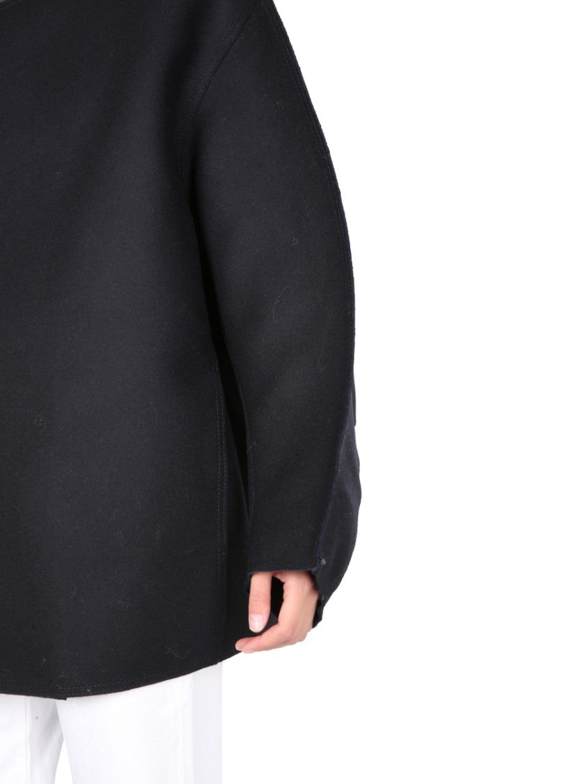 Sunnei Asymmetrical Front Closure Black Coat