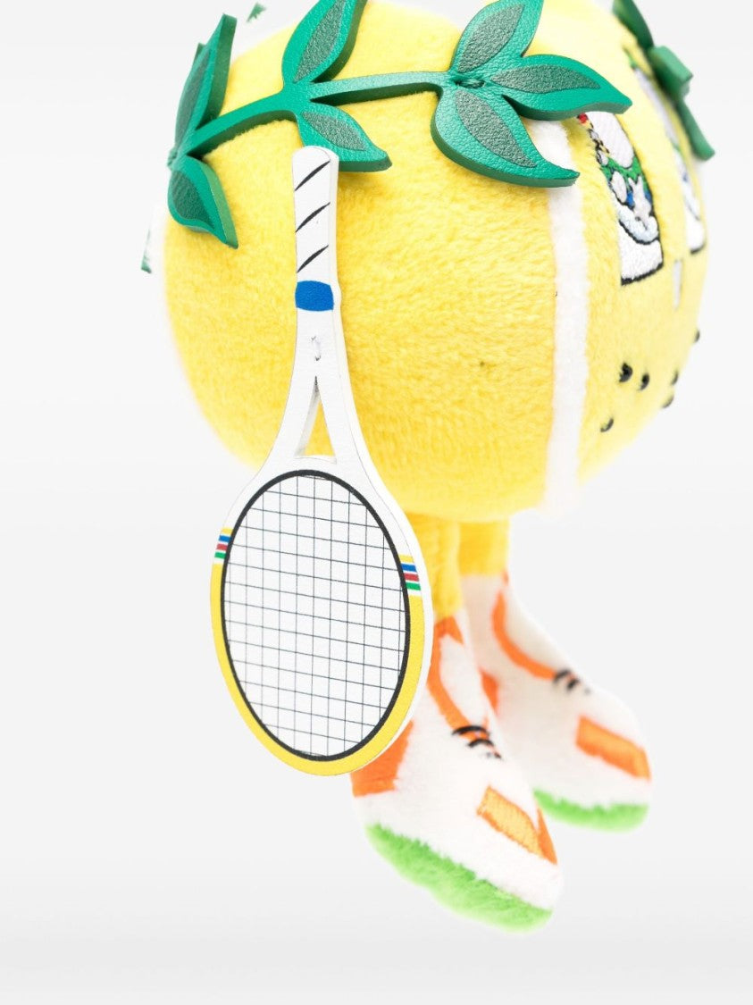 Casablanca Plush Yellow Tennis Ball Keychain With Racket Charm