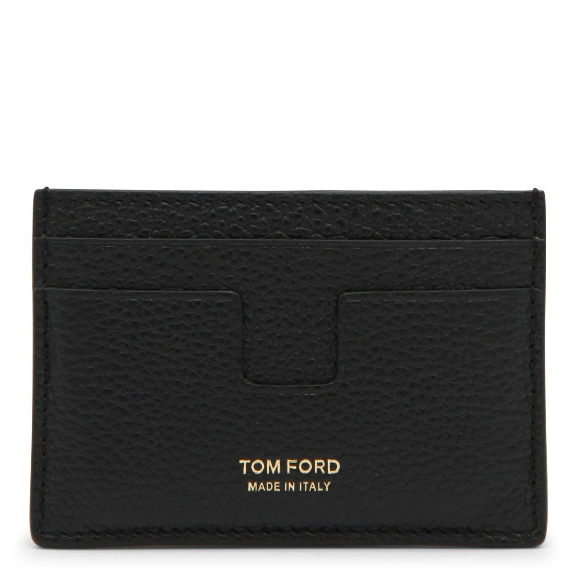 Tom Ford Compact Textured Black Wallet With Gold-Tone Logo