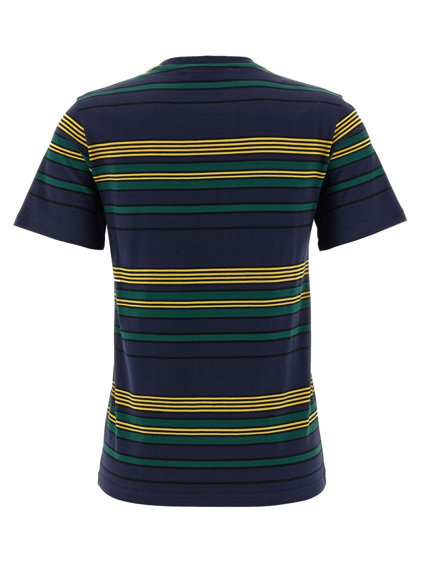 Miu Miu Horizontal Striped Cotton Jersey T-Shirt With Logo Patch