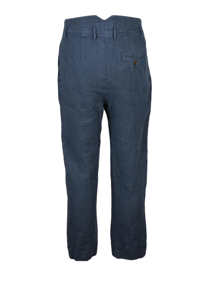 Vivienne Westwood Tapered Linen Chino Trousers With High Waist And Functional Pockets