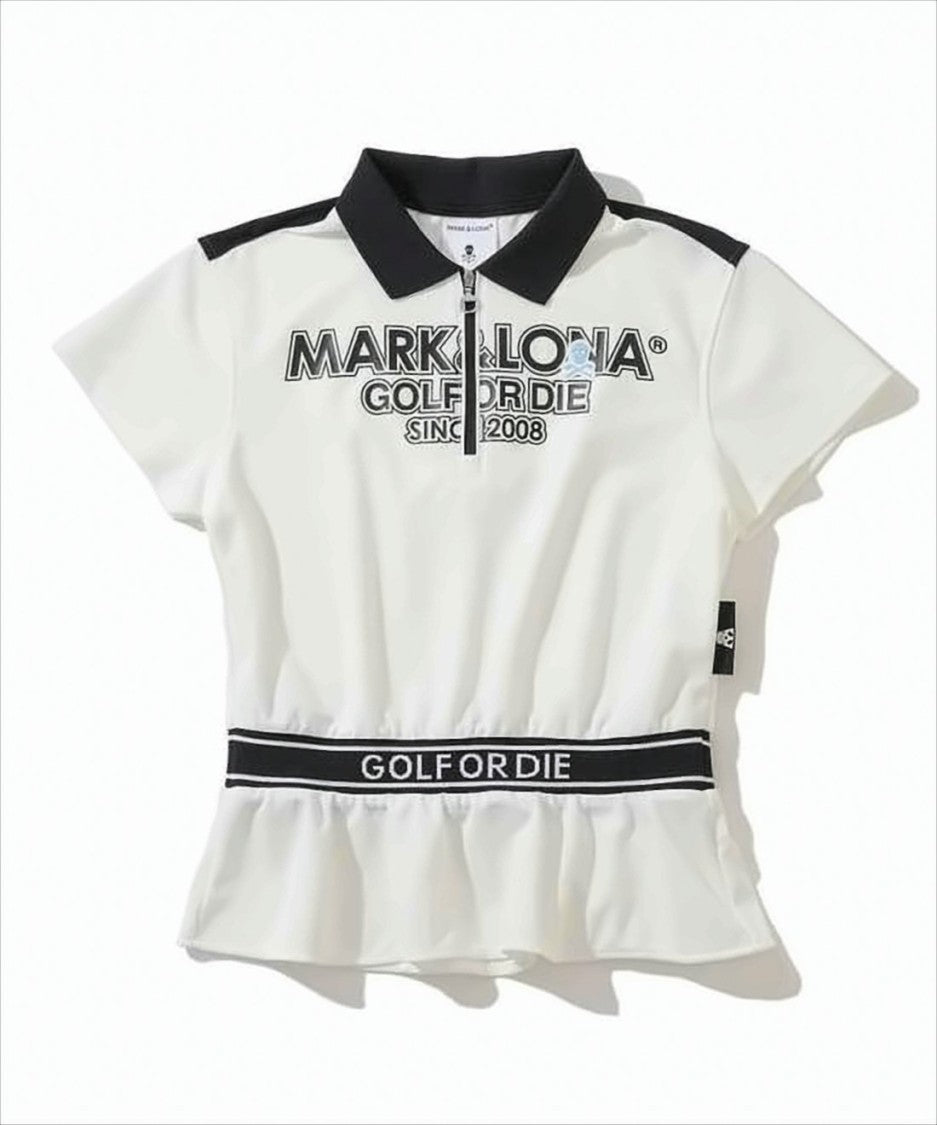 Mark&Lona Fitted Short-Sleeved Top With Zip-Up Collar