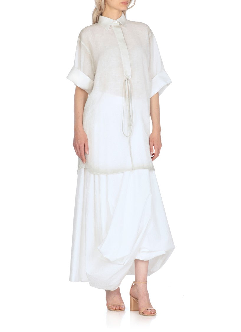 Fabiana Filippi Lightweight White Linen Shirt With V-Neck