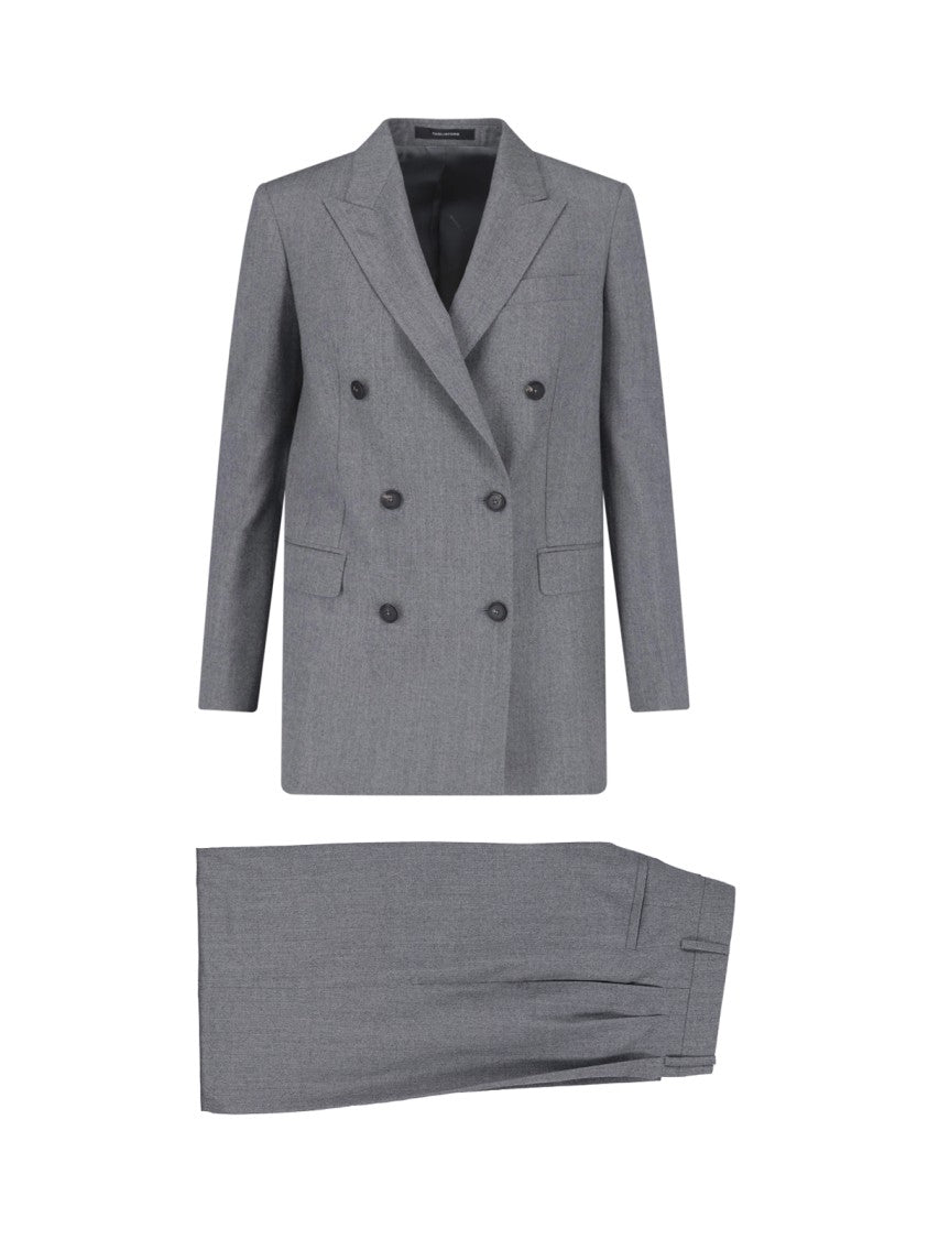 Tagliatore Double-Breasted Grey Wool And Silk Suit Set