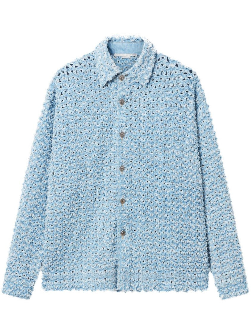 Stella Mccartney Textured Bouclé Blue Shirt