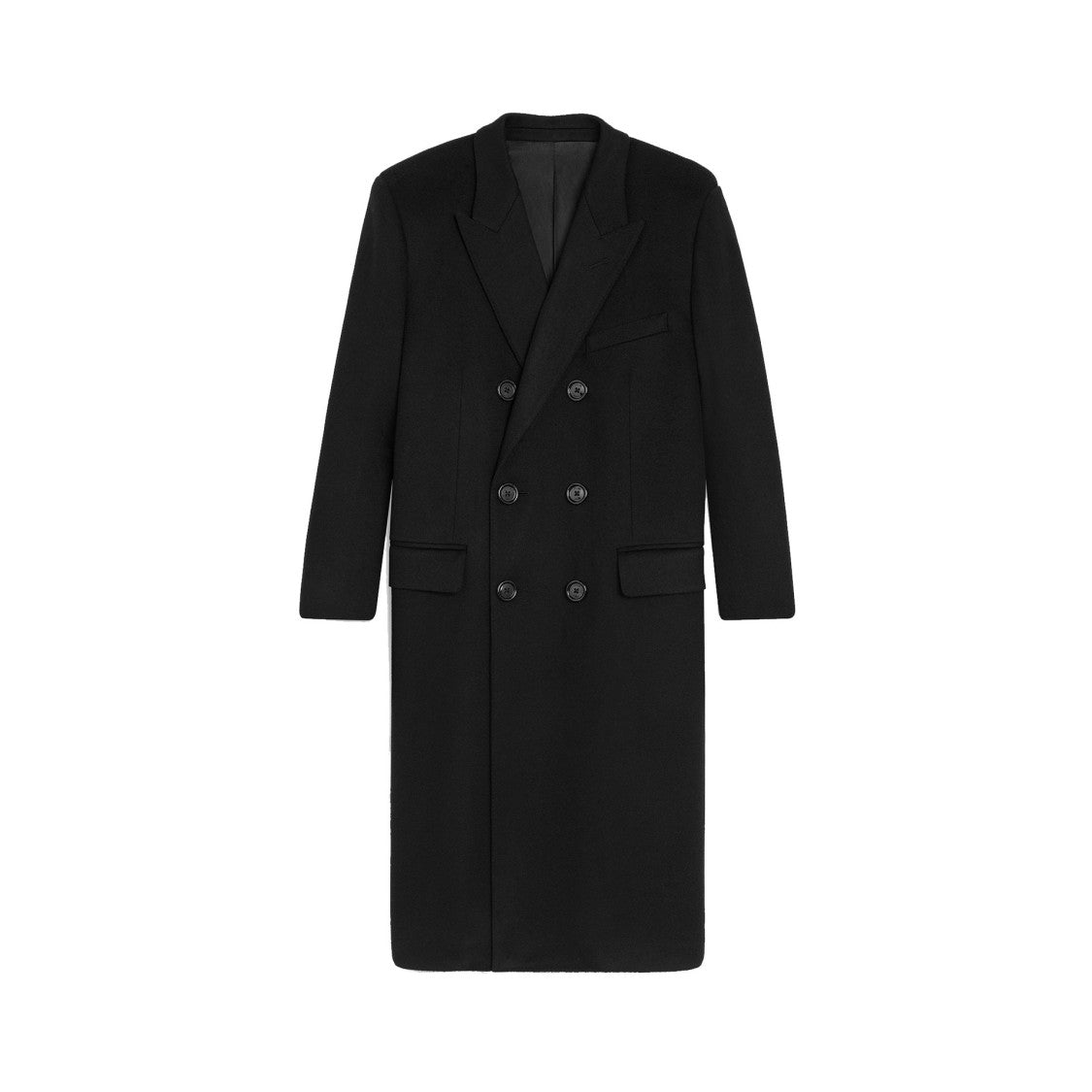 Celine Double-Breasted Wool Coat With Padded Shoulders And Tailored Fit