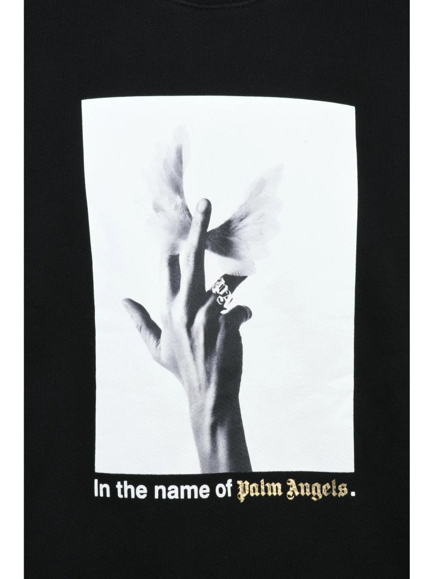 Palm Angels Black Cotton Logo Sweatshirt