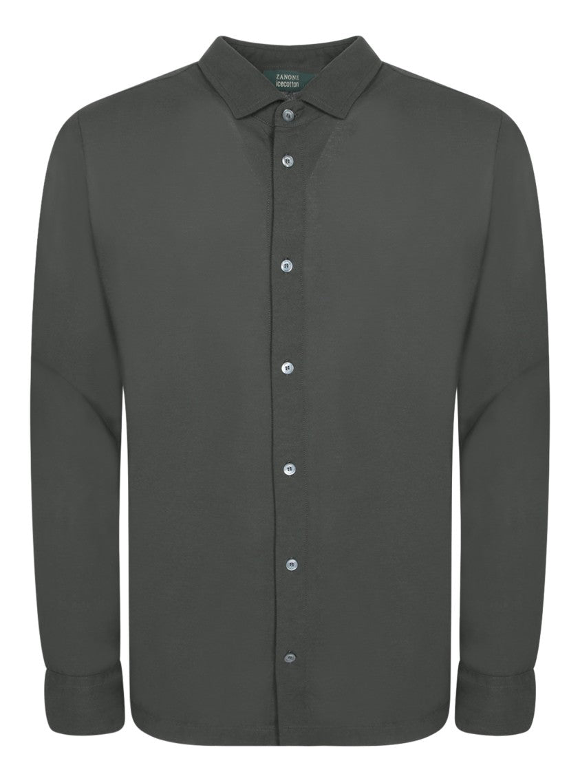 Zanone Military Green Long-Sleeve Shirt