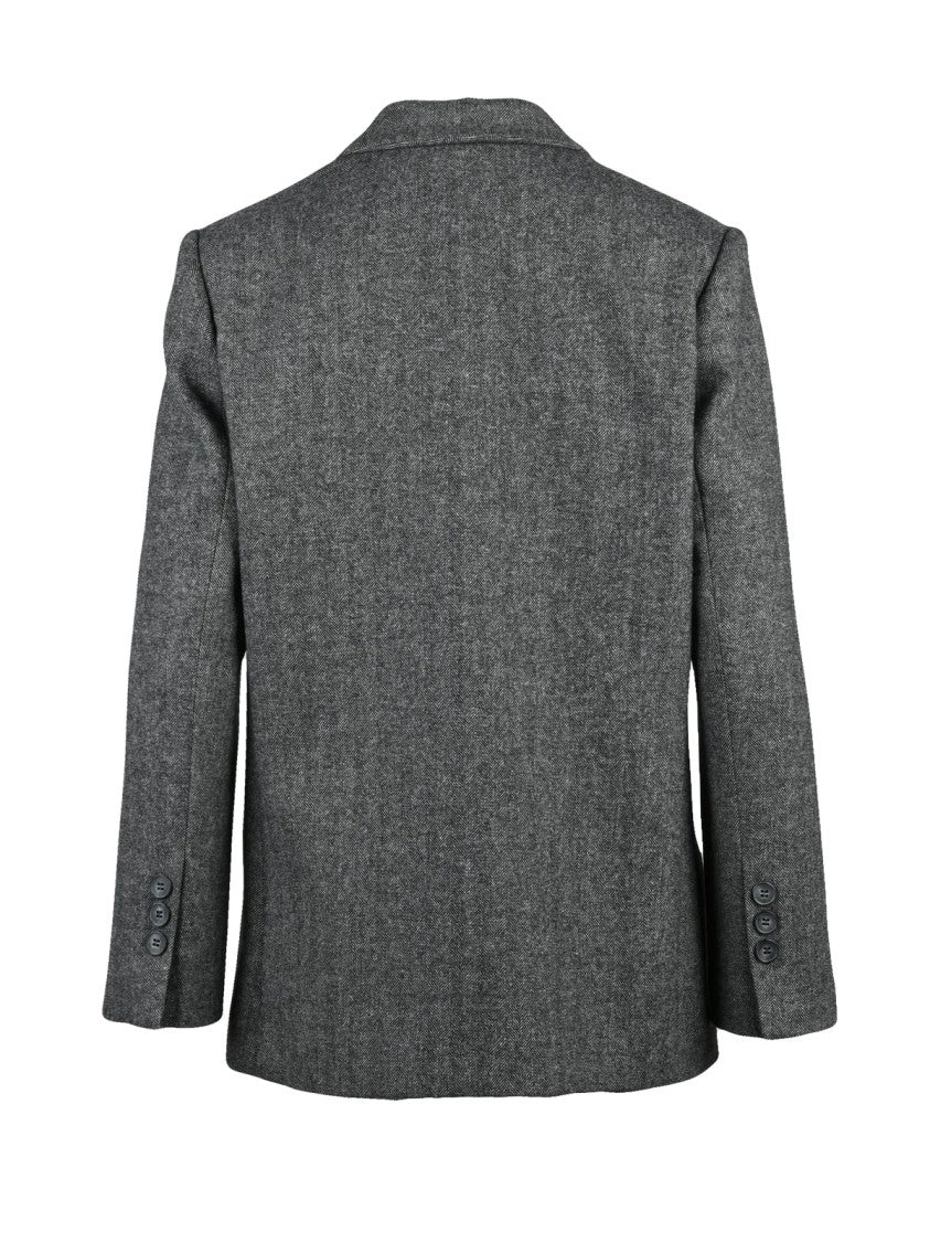 Black 961 Double-Breasted Textured Jacket With Tailored Fit