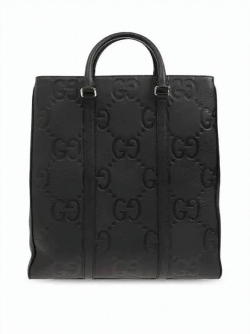 Gucci Structured Leather Tote Bag With Embossed Motif