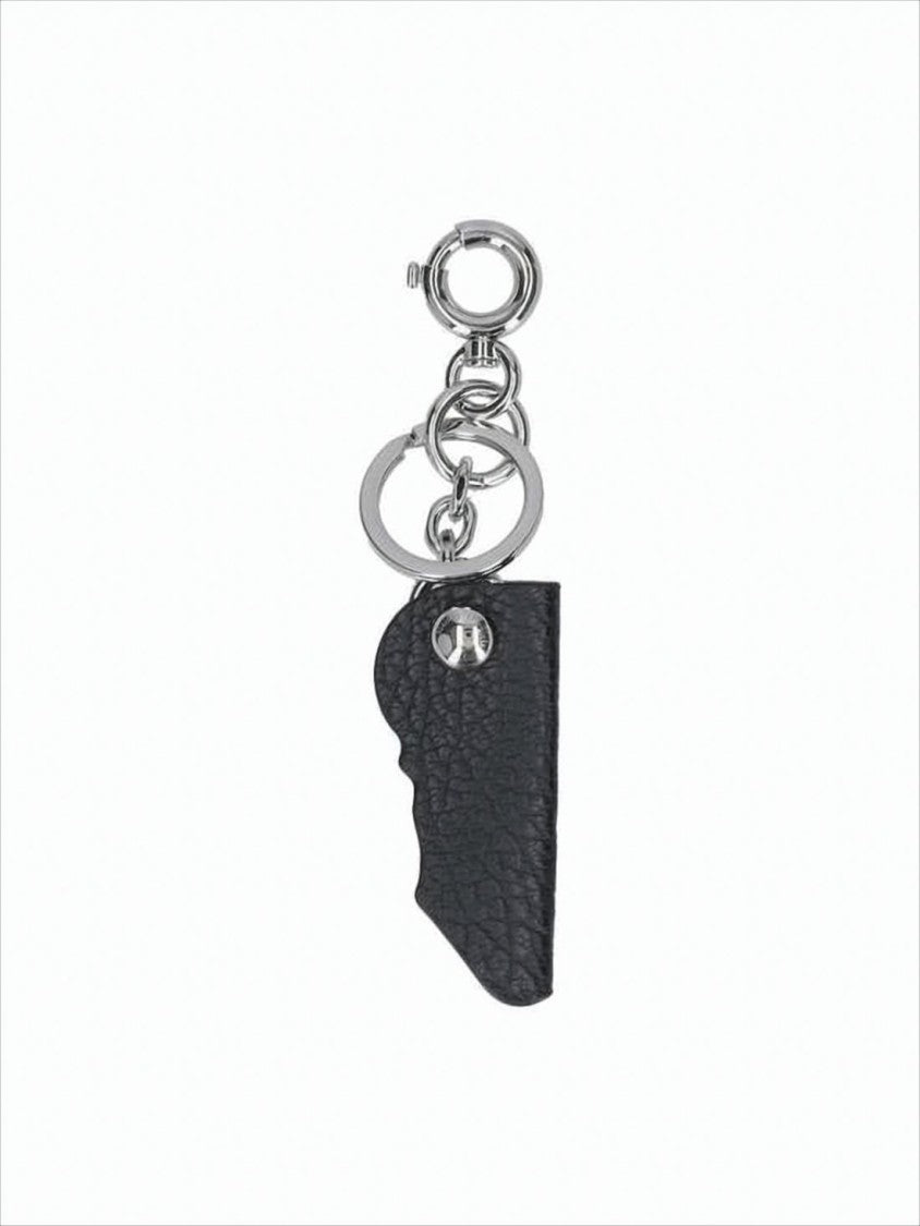 Maison Margiela Textured Leather Keyring With Distinctive Wavy Edge