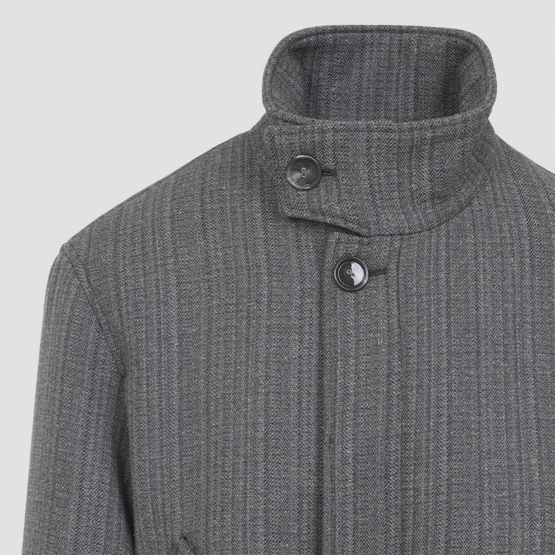 Ami Herringbone Grey Wool Blend Harrington Jacket