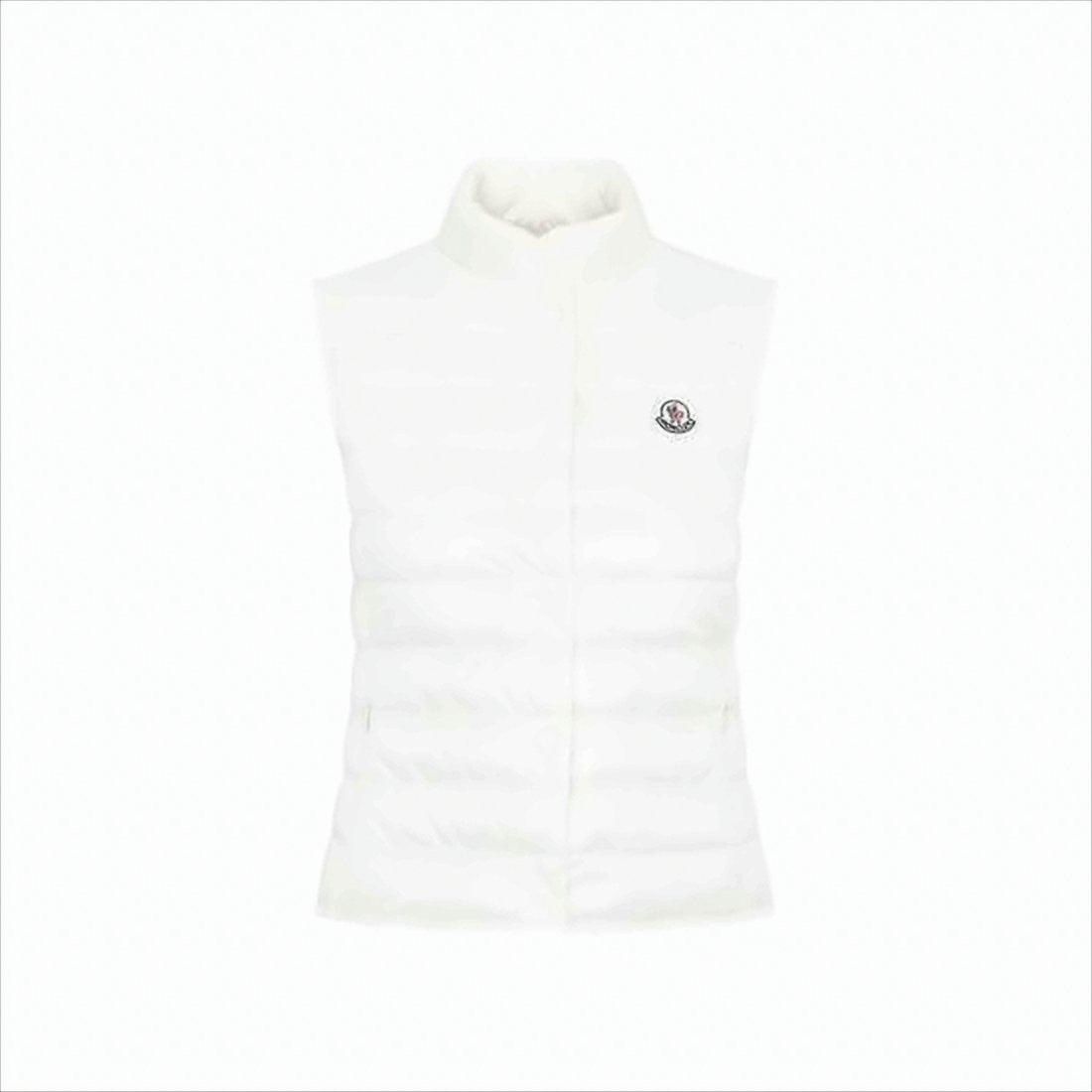 Moncler Quilted Sleeveless Vest With High Collar And Logo Patch