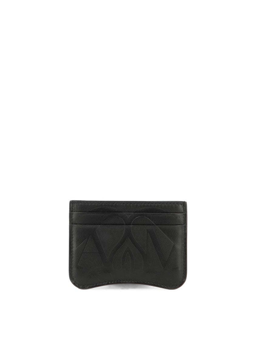 Alexander Mcqueen Black Leather Wallet With Design