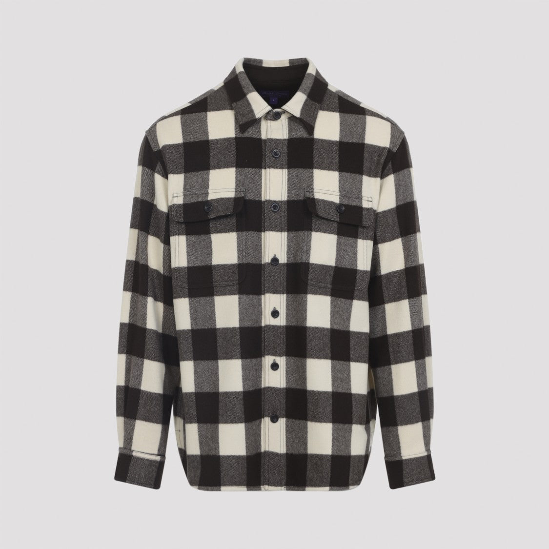 Ralph Lauren X Purple Label Dark Luggage Brown Wool Gblspt Long Sleeve Sport Shirt