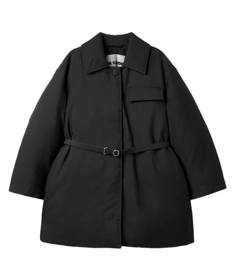 Jil Sander Structured Black Coat With Tailored Waist