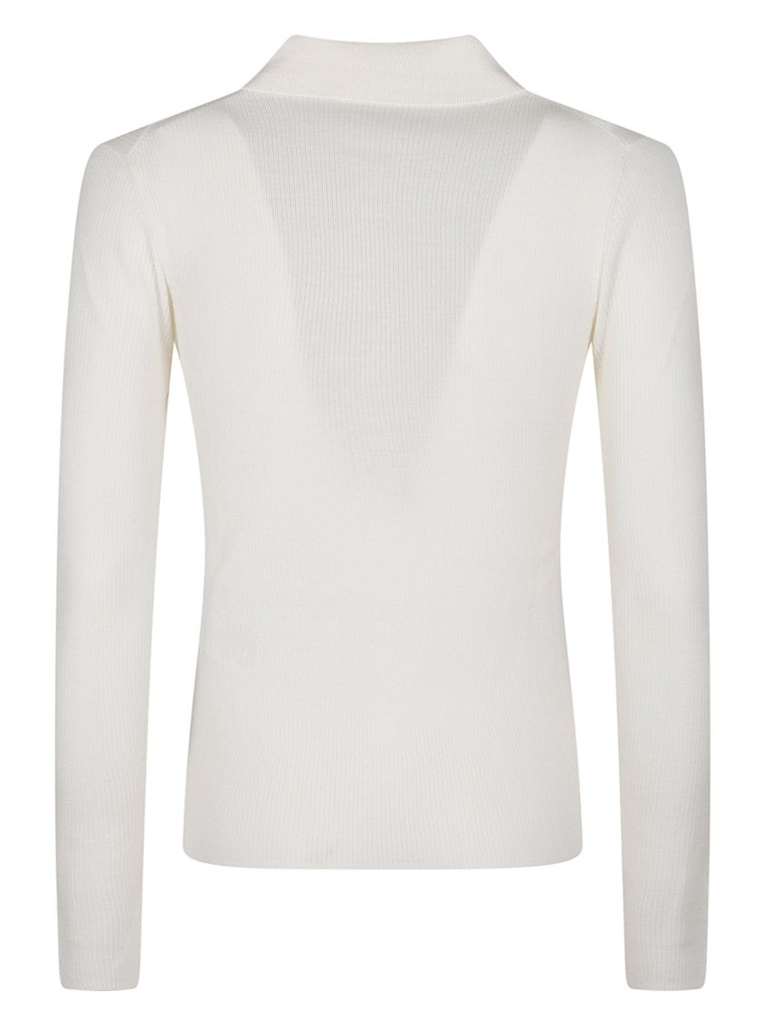 P.A.R.O.S.H. Long Polo Neck Fine Ribbed Wool Polo Shirt