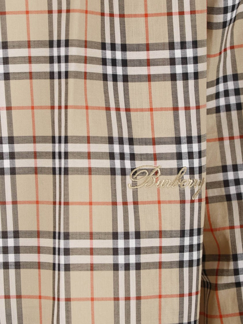 Burberry Beige Check Cotton Shirt With Classic Collar