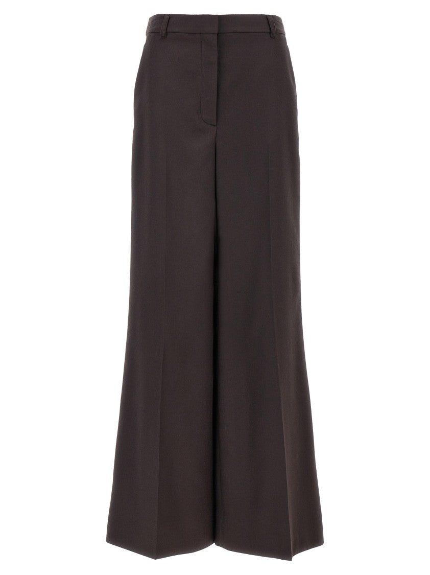 Stella Mccartney Wide Leg Flared Pants In Soft Wool Flannel