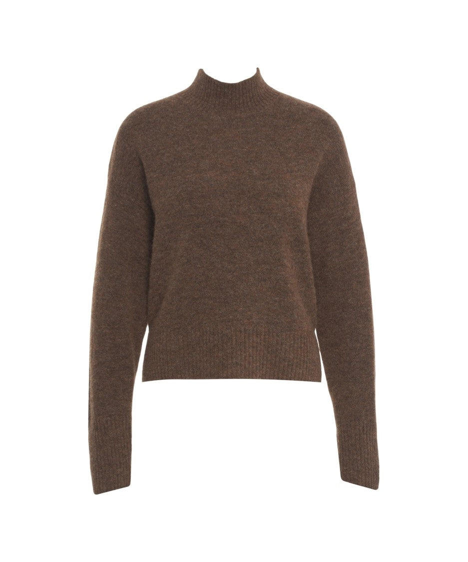 Kaos High-Neck Knit Sweater With Fuzzy Texture