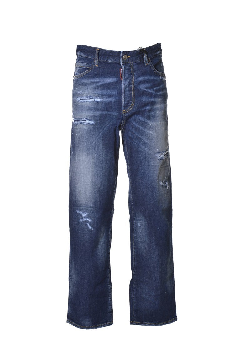 Dsquared2 Blue Denim Boston Wide Jeans