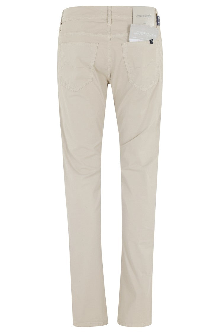 Jacob Cohen Beige Slim Bard Five-Pocket Cotton-Blend Pants