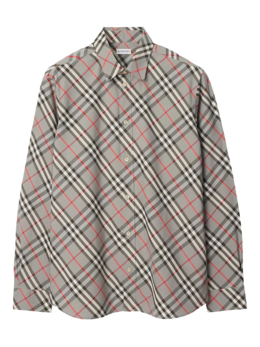 Burberry Plaid Pattern Button-Down Shirt In Cotton Fabric