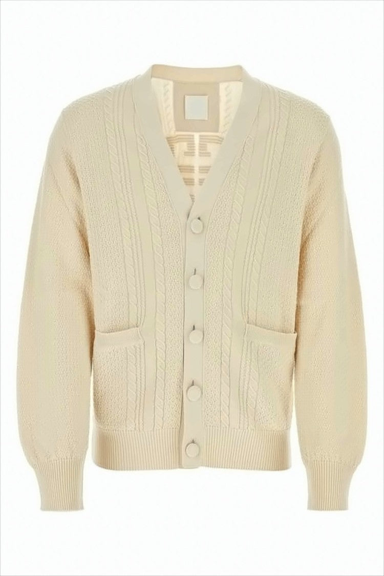 Givenchy Textured Knit Cardigan With Geometric Motif