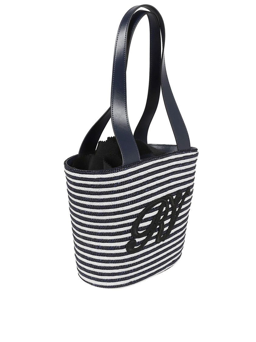 Roger Vivier Structured Blue Handbag With Striped Design