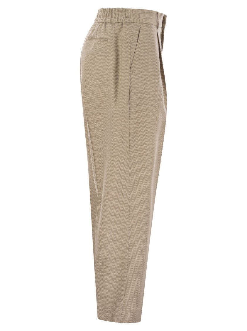 Pt Torino Daisy - Wool And Cashmere Pinstripe Pants