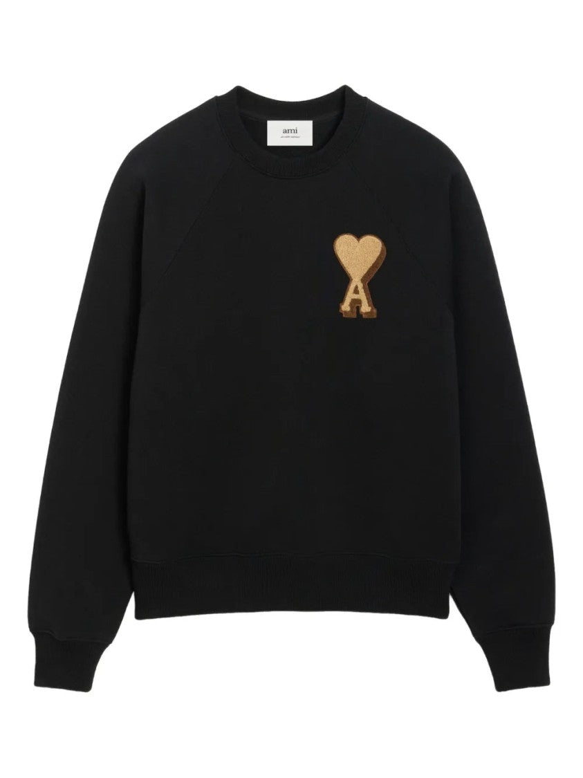 Ami Classic Crew Neck Sweatshirt With Iconic Heart Emblem