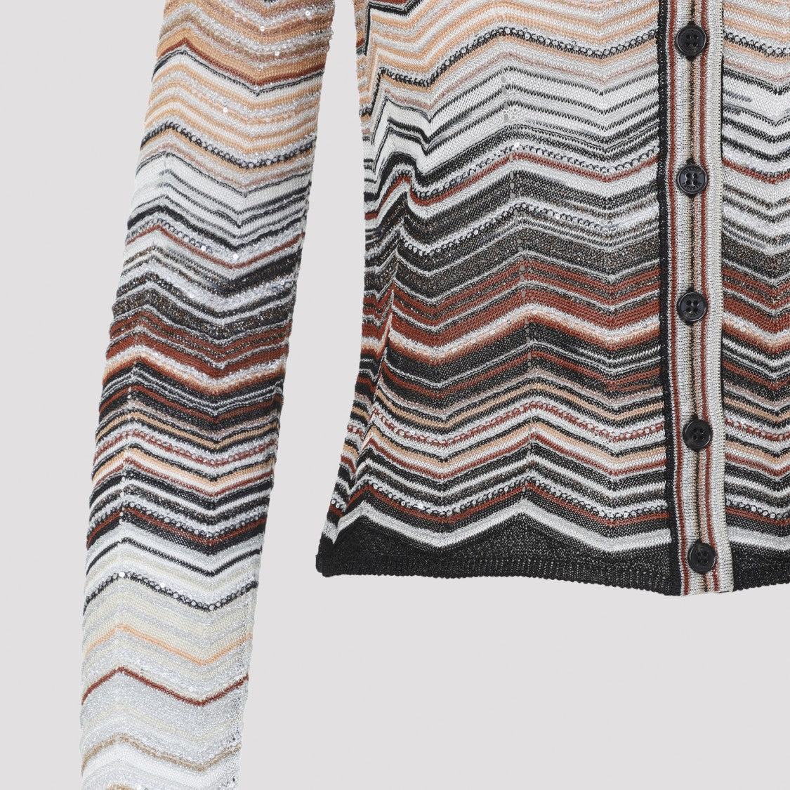 Missoni Buttoned Red And Beige Viscose Cardigan