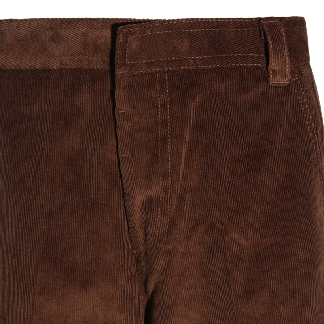 Ami Paris Brown Pleated Straight Cotton Trousers