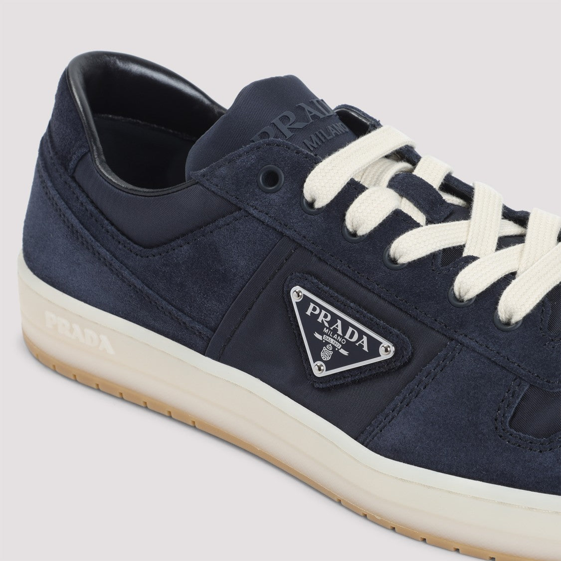 Prada Blue Suede Calf Leather Sneakers