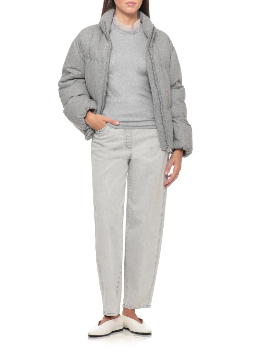 Panicale Grey Silk Trim Cotton T-Shirt