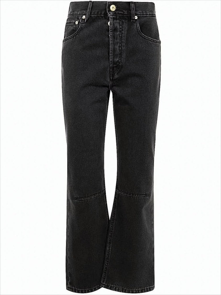 Jacquemus Cropped Black Denim Pants With Flared Leg